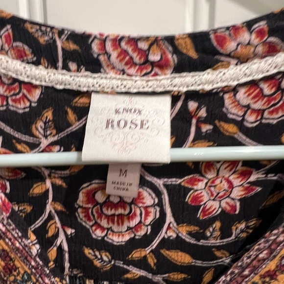 Knox Rose Medium Brown and Orange Tiered Sundress with Bishop Sleeves - Picture 3 of 11